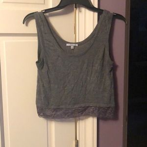 Gray tank with lacey bottom